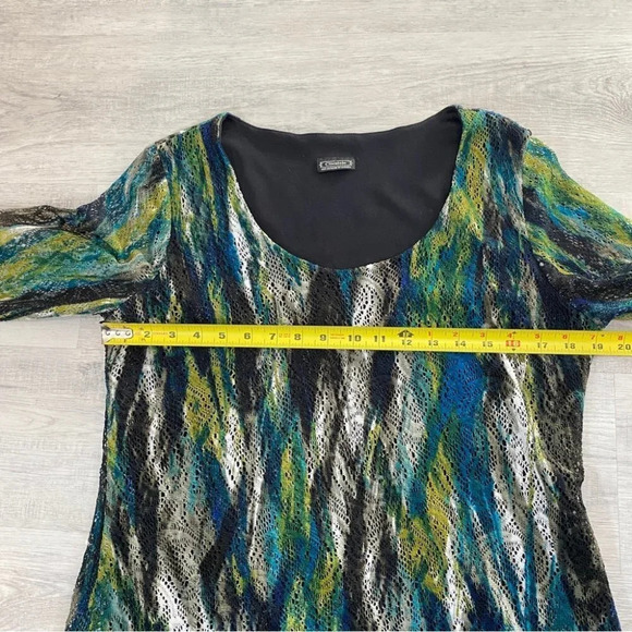 Clientele Watercolor Lace Overlay Frilly Blouse Size M - Picture 10 of 14